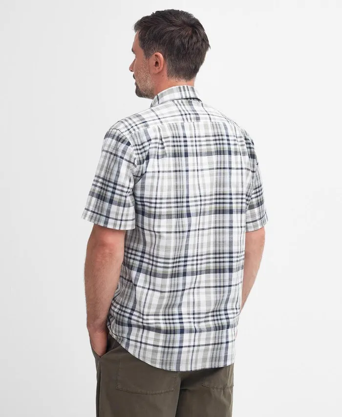 Hartley Regular ShortSleeved Checked Shirt Sky Men Barbour Shirts