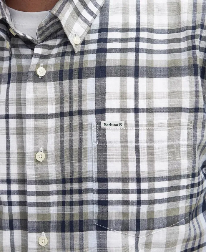 Hartley Regular ShortSleeved Checked Shirt Sky Men Barbour Shirts