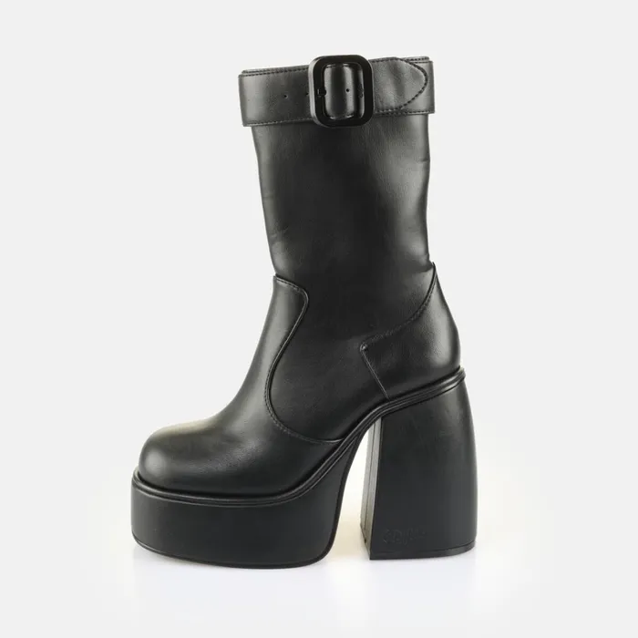 Heart Bootie Buckle Black Buffalo Boots and AnkleBoots
