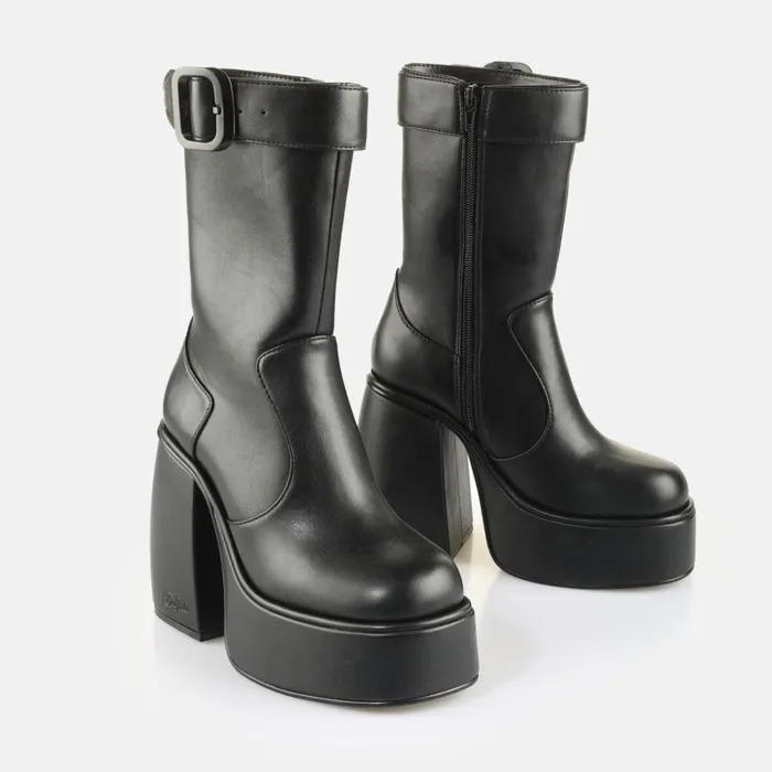 Heart Bootie Buckle Black Buffalo Boots and AnkleBoots Heart Bootie Buckle Black Buffalo Boots and AnkleBoots
