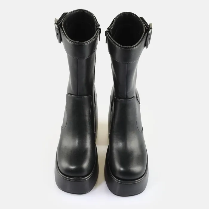 Heart Bootie Buckle Black Buffalo Boots and AnkleBoots Heart Bootie Buckle Black Buffalo Boots and AnkleBoots