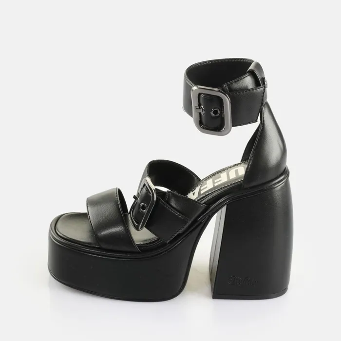 Heart Sandal Black Buffalo Heels