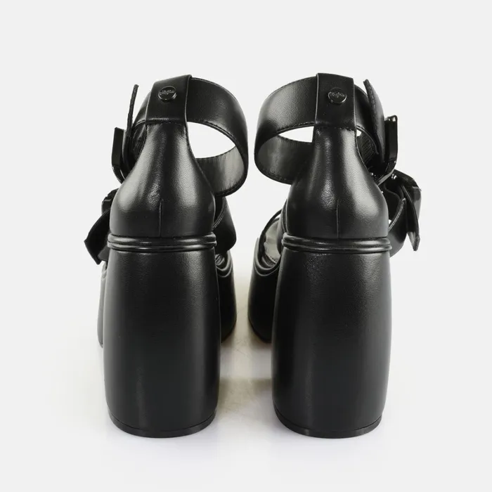 Heart Sandal Black Buffalo Heels