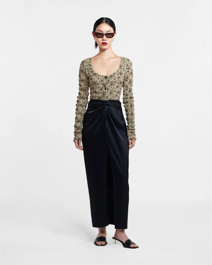 Heida Slip Satin Wrap Skirt Black Women Nanushka Bottoms