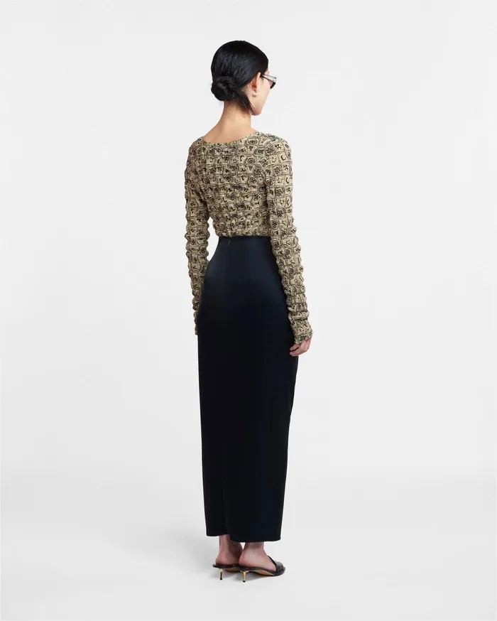 Heida Slip Satin Wrap Skirt Black Women Nanushka Bottoms