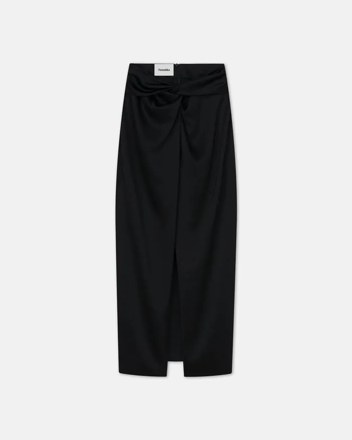 Heida Slip Satin Wrap Skirt Black Women Nanushka Bottoms