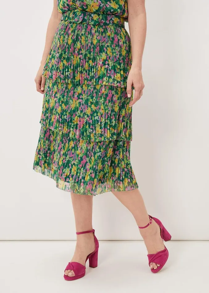 Heidi Printed Plisse CoOrd Skirt Multicoloured Women Phase Eight Skirts