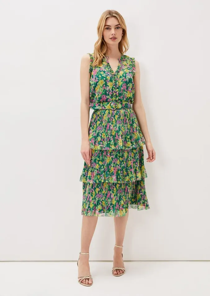 Heidi Printed Plisse CoOrd Skirt Multicoloured Women Phase Eight Skirts