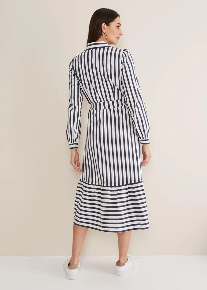 Henley Striped Midaxi Dress Navyivory Women Phase Eight Dresses