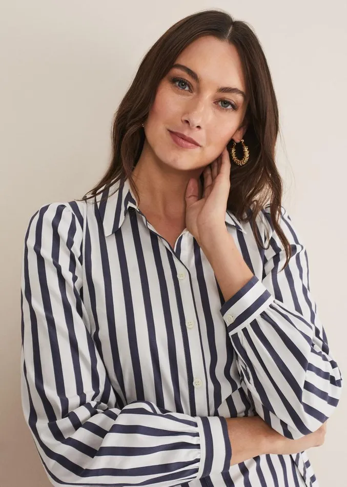 Henley Striped Midaxi Dress Navyivory Women Phase Eight Dresses