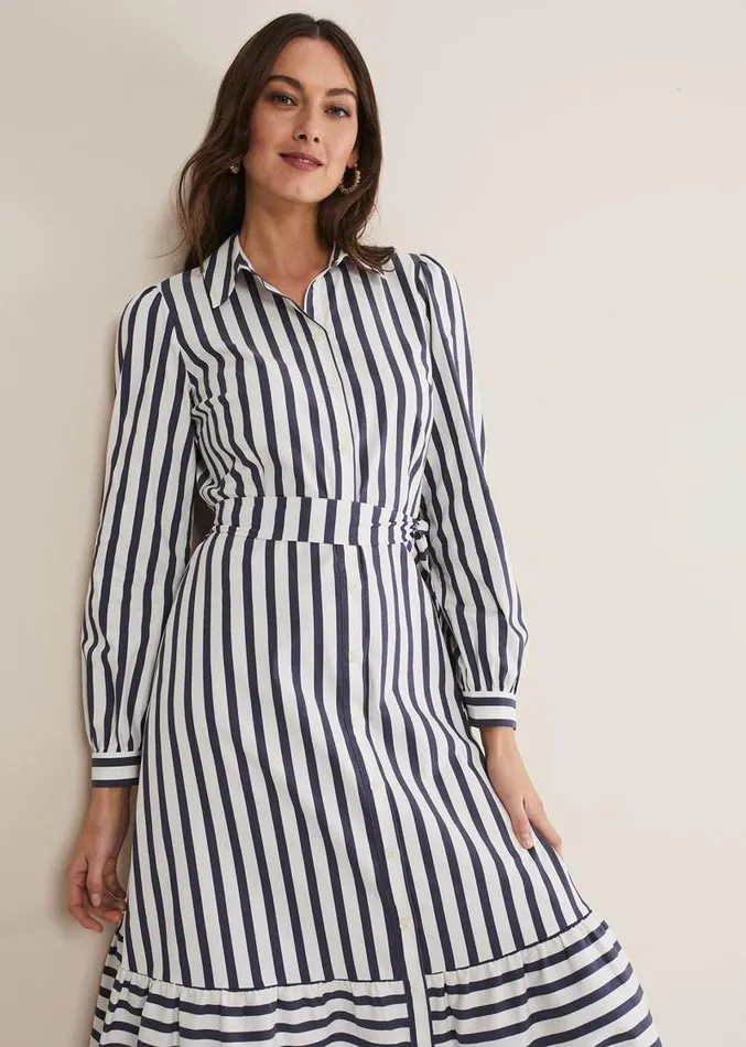 Henley Striped Midaxi Dress Navyivory Women Phase Eight Dresses