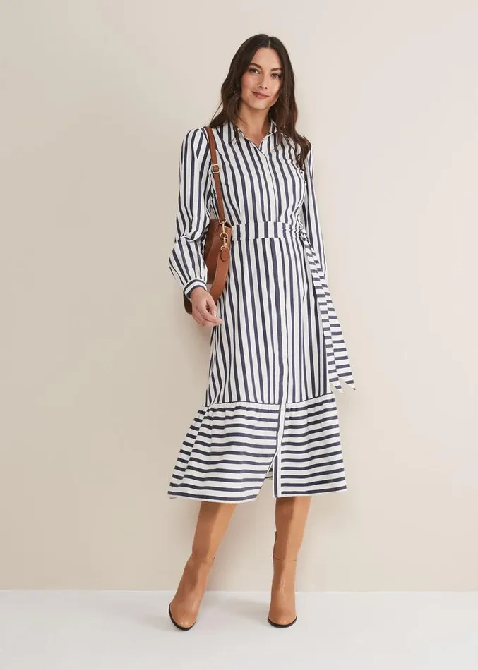 Henley Striped Midaxi Dress Navyivory Women Phase Eight Dresses