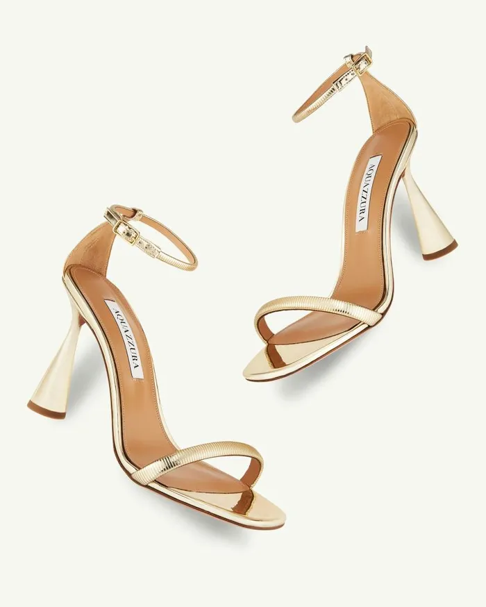 Hot Sandal 95 Gold Women Aquazzura Sandals Hot Sandal 95 Gold Women Aquazzura Sandals