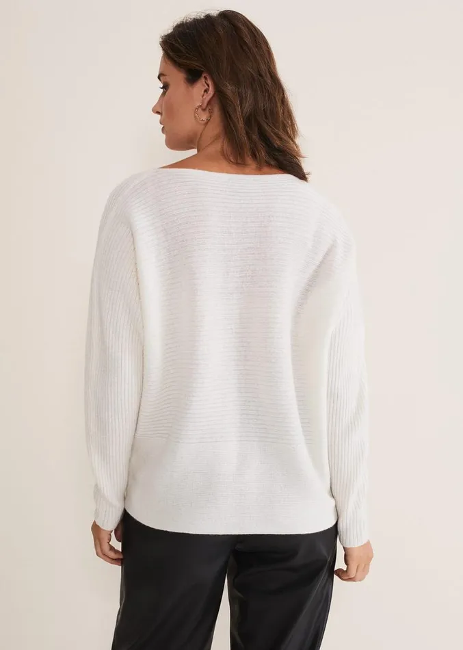 Isabella Ripple Wool Cashmere Jumper Ivory Women Phase Eight Knitwear