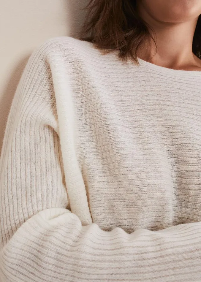 Isabella Ripple Wool Cashmere Jumper Ivory Women Phase Eight Knitwear