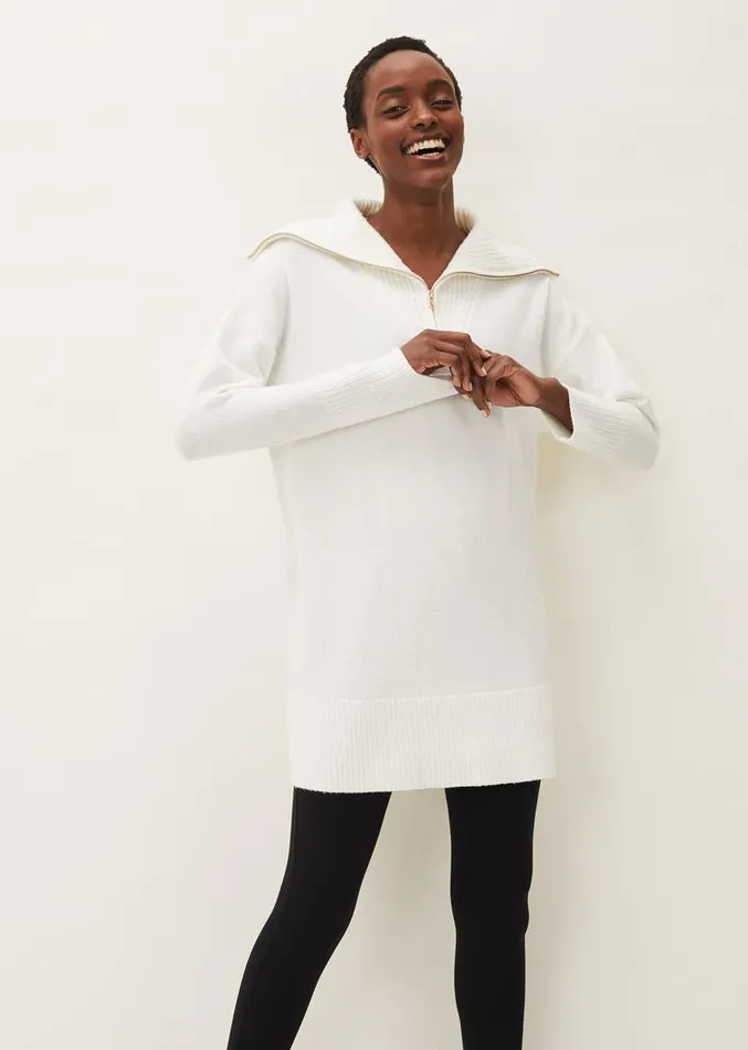 Isabella Zip Up Tunic Dress Winter White Women Phase Eight Dresses