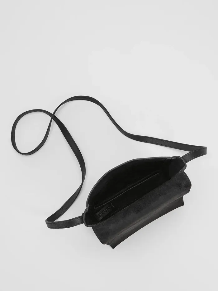 Italian Leather Square Crossbody Bag Black Women Eileen Fisher Accessories