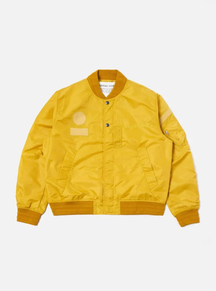 Jackets Men Universal Works Universal Works Badge Bomber In Yellow Flight Nylon