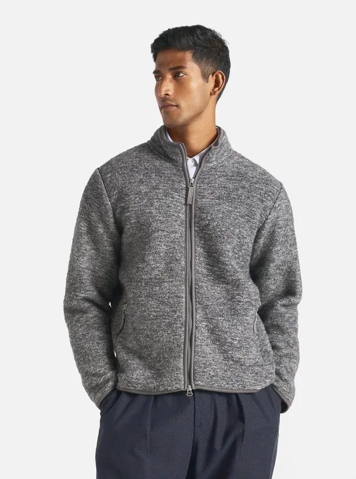 Jackets Men Universal Works Universal Works Climbing Jacket In Grey Teddy Fleece