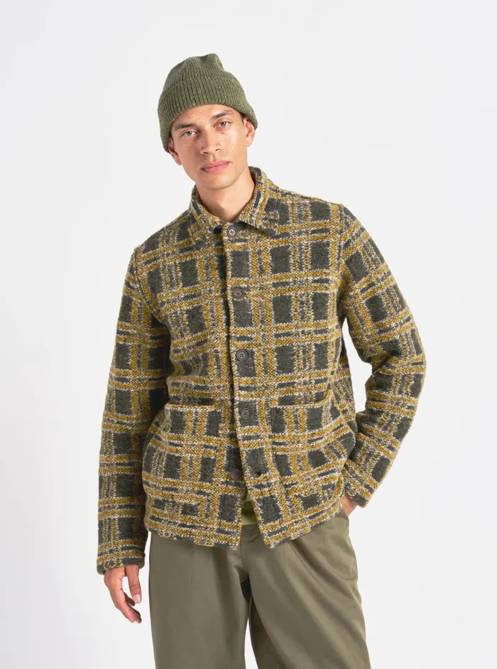 Jackets Men Universal Works Universal Works Field Jacket In Grey Jacquard Fleece