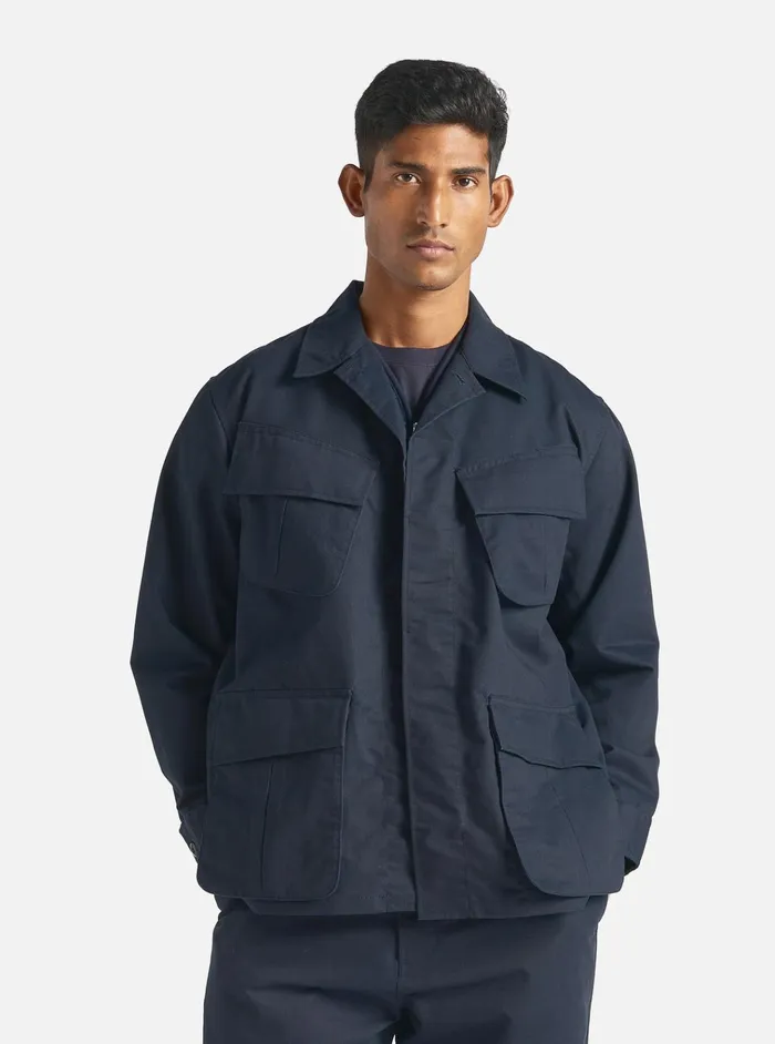 Jackets Men Universal Works Universal Works Jungle Jacket In Navy Brushed Polytech