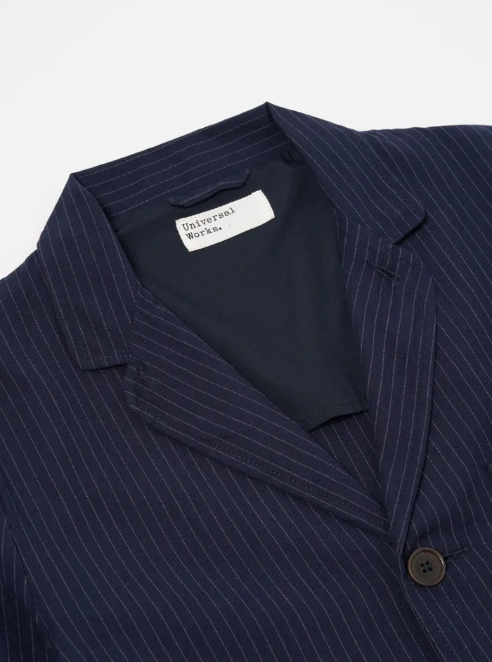 Jackets Men Universal Works Universal Works Three Button Jacket In Navy Cotton Pinstripe
