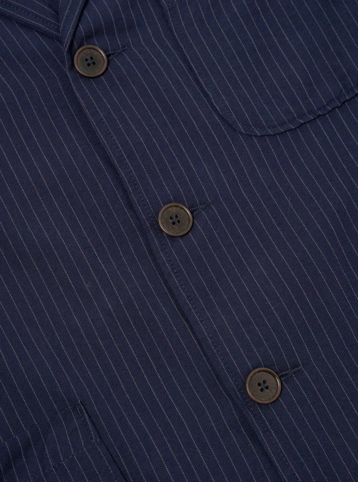 Jackets Men Universal Works Universal Works Three Button Jacket In Navy Cotton Pinstripe
