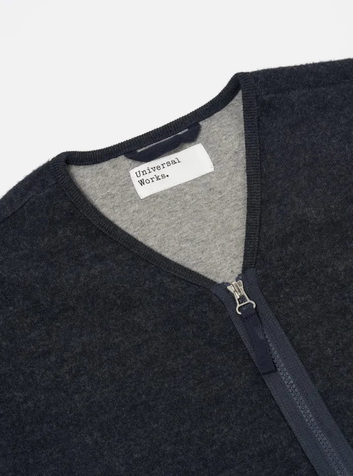 Jackets Men Universal Works Universal Works Zip Liner Jacket In Navy Soft Wool Cotton Knit