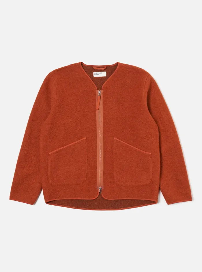 Jackets Men Universal Works Universal Works Zip Liner Jacket In Orange Wool Fleece