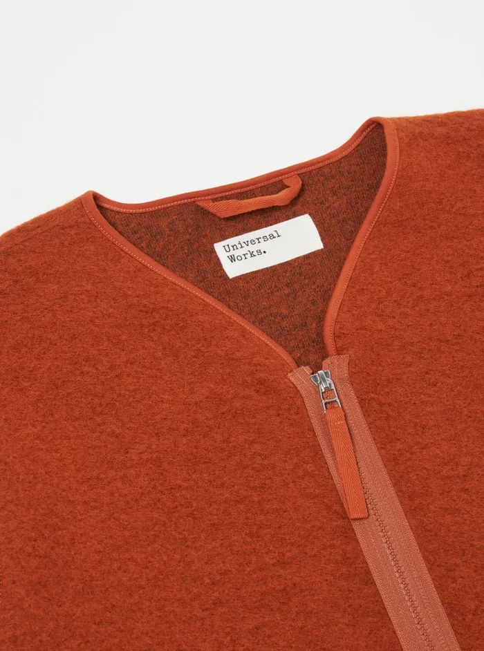 Jackets Men Universal Works Universal Works Zip Liner Jacket In Orange Wool Fleece