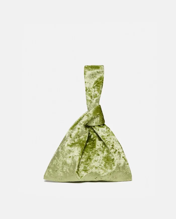 Jen Crushed Velvet Clutch Sage Women Nanushka Bags