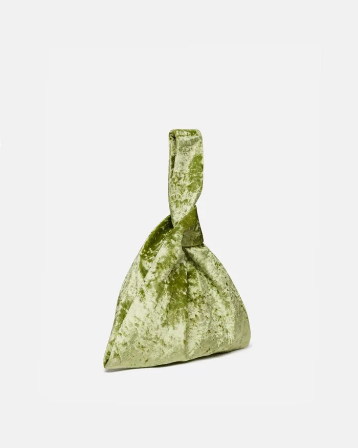 Jen Crushed Velvet Clutch Sage Women Nanushka Bags