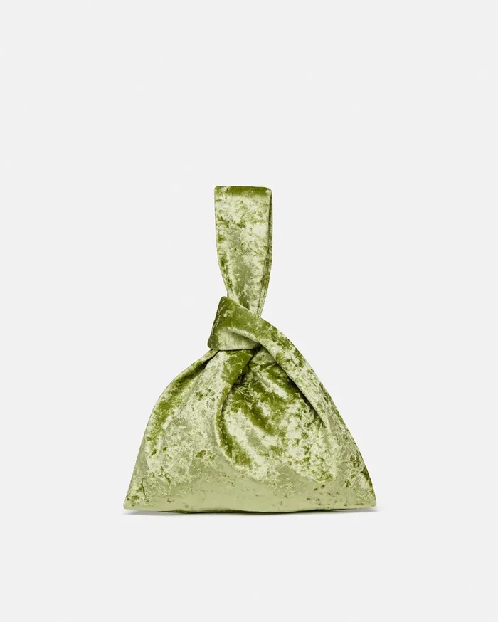 Jen Crushed Velvet Clutch Sage Women Nanushka Bags