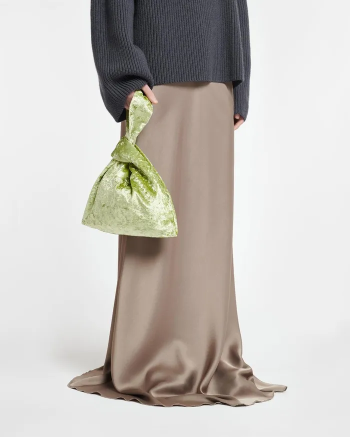 Jen Crushed Velvet Clutch Sage Women Nanushka Bags
