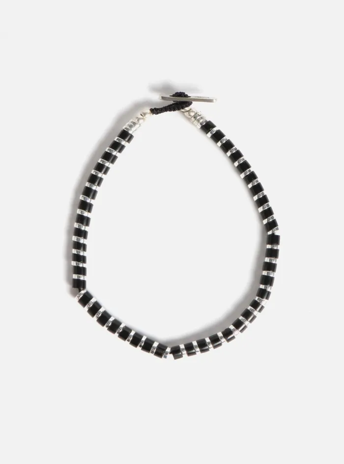 Jewellery Men Universal Works Mikia Heishi Bracelet In JetHematiteSterling Silver