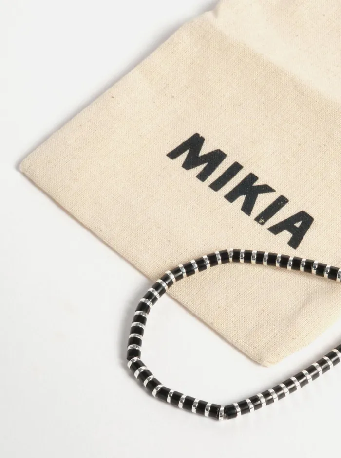 Jewellery Men Universal Works Mikia Heishi Bracelet In JetHematiteSterling Silver