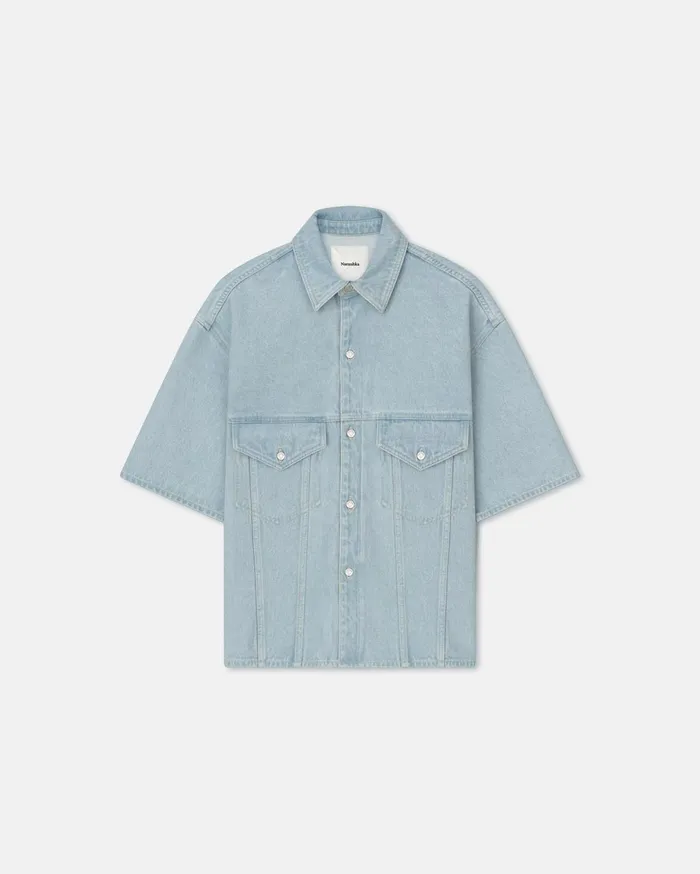 Jorge Denim Shirt Sun Bleach Men Nanushka Denim