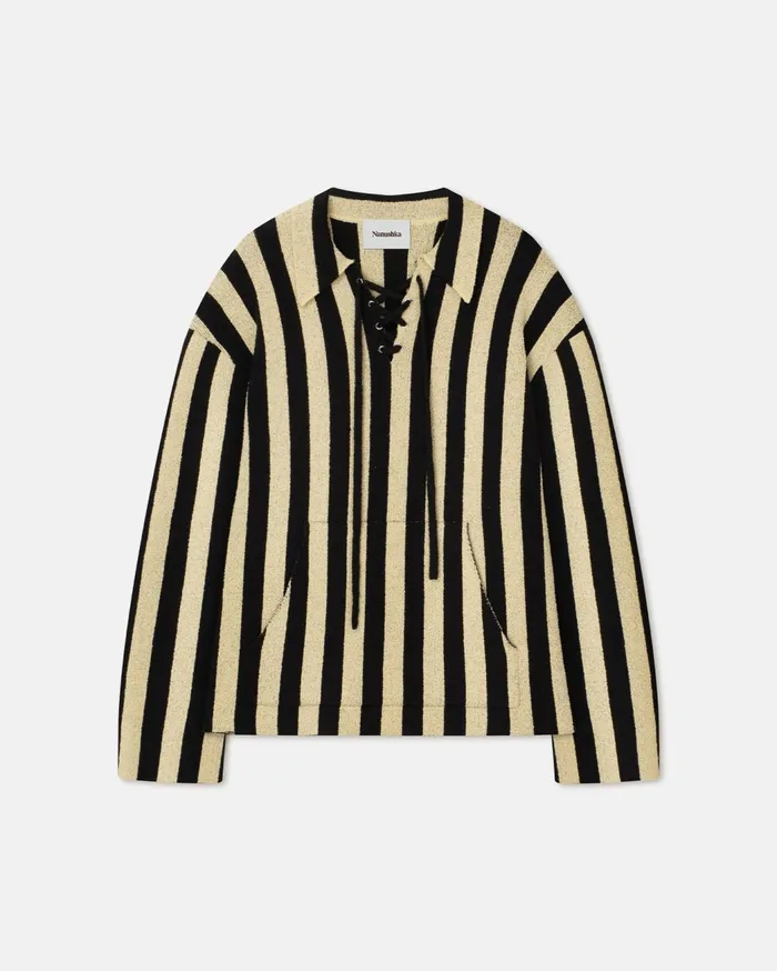 Jorrit Striped TerryKnit Sweater BlackPale Yellow MenWomen Nanushka Knitwear