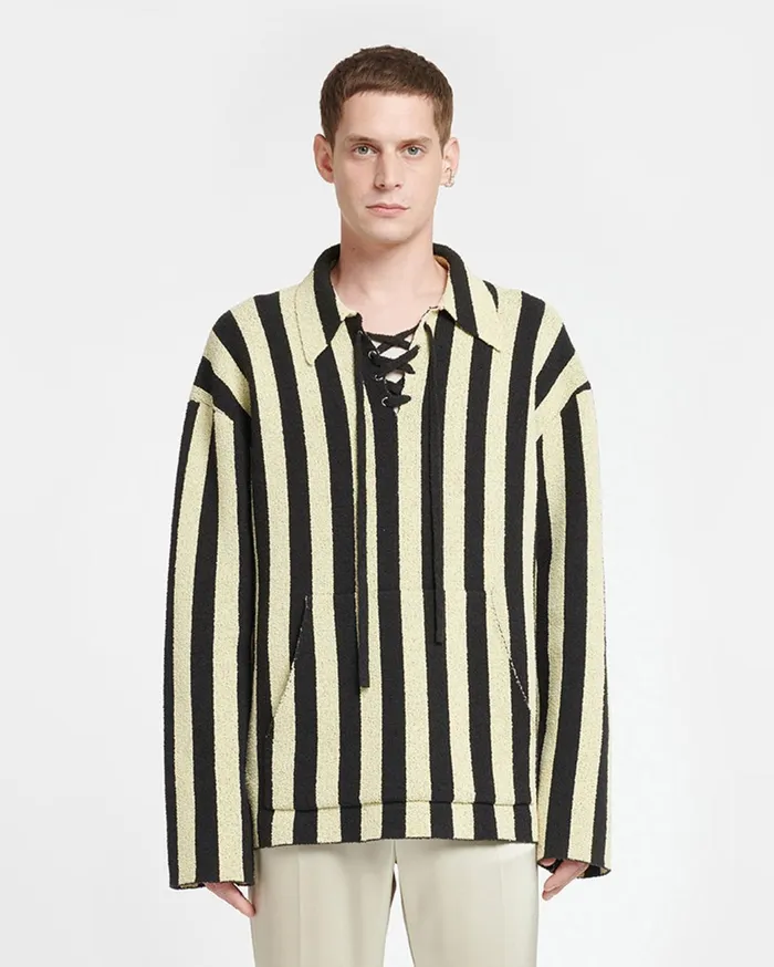 Jorrit Striped TerryKnit Sweater BlackPale Yellow MenWomen Nanushka Knitwear