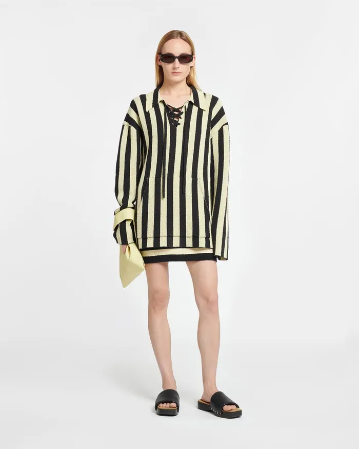 Jorrit Striped TerryKnit Sweater BlackPale Yellow MenWomen Nanushka Knitwear