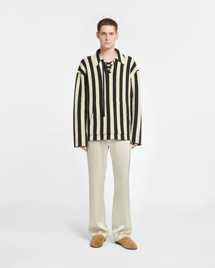 Jorrit Striped TerryKnit Sweater BlackPale Yellow MenWomen Nanushka Knitwear