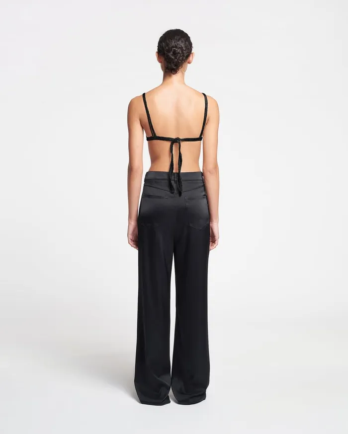 Josine Slip Satin Baggy Pants Black Women Nanushka Bottoms