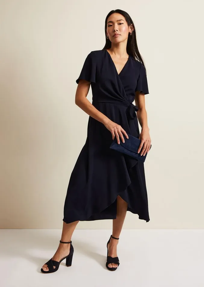 Julissa Navy Frill Wrap Dress Navy Women Phase Eight Dresses
