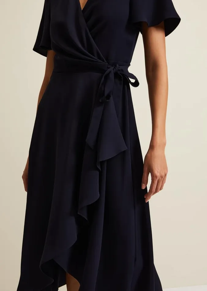 Julissa Navy Frill Wrap Dress Navy Women Phase Eight Dresses
