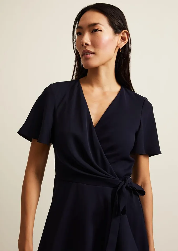 Julissa Navy Frill Wrap Dress Navy Women Phase Eight Dresses