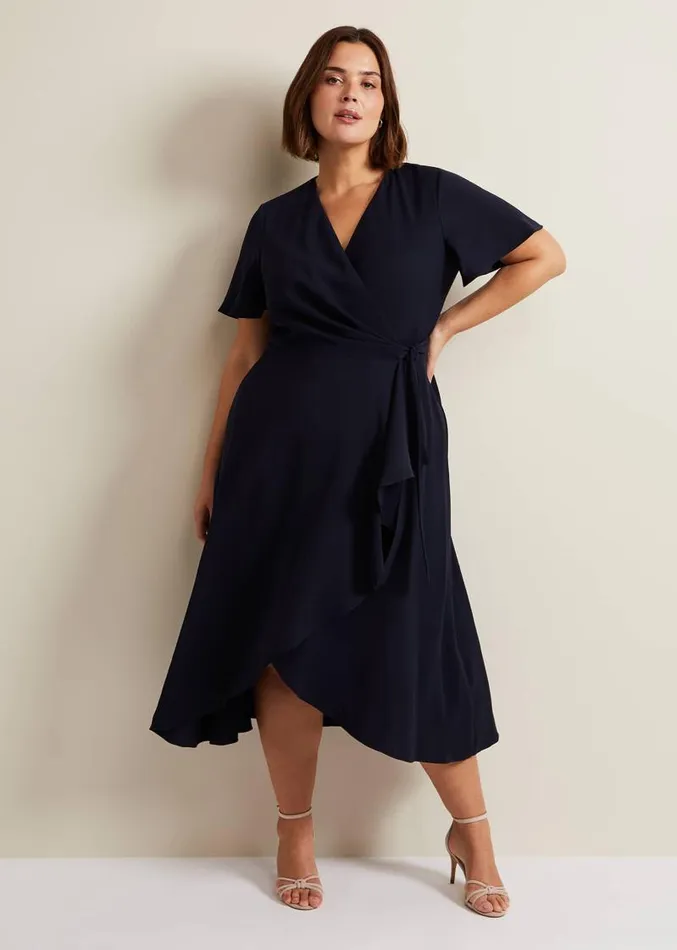 Julissa Navy Frill Wrap Dress Navy Women Phase Eight Dresses