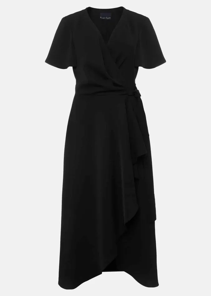 Julissa Ruffle Wrap Midi Dress Black Women Phase Eight Dresses
