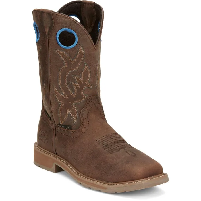 Justin Boots All Around 11034 Steel Toe Waterproof Work Boot Walnut Brown brown Men Work