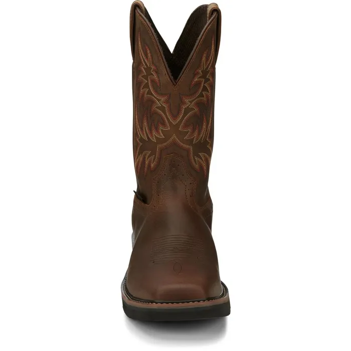 Justin Boots Driller 11034 Waterproof Steel Toe Work Boot Brown Men Work