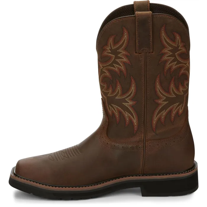 Justin Boots Driller 11034 Waterproof Steel Toe Work Boot Brown Men Work